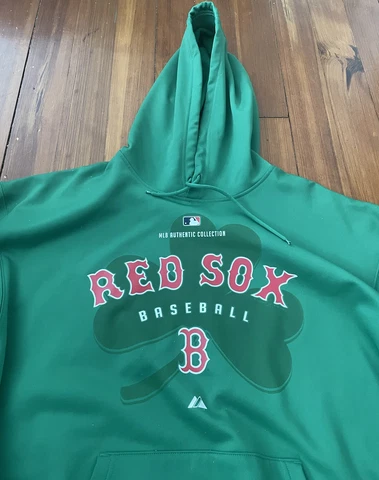 Boston Red Sox Majestic Green St. Patrick's Day Hooded Sweatshirt Hoodie Large Cover