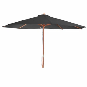 B-Ware Sonnenschirm Lissabon, Garten-/Marktschirm, Ø 3m Polyester/Holz anthrazit - Bild 1 von 4