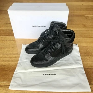 Balenciaga Black Suede/Croc Embossed Leather High Top Sneakers, Size 39 EU - Picture 1 of 13