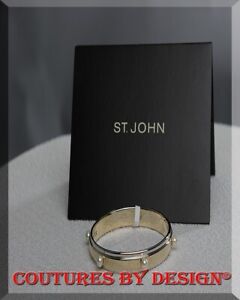 St John Knits Gold/Silver Bangle Bracelet w Seed Pearls NWT MSRP $150