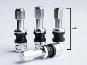 4 New Aluminum Silver Valve Stem With Dust Caps Set 0.453" Stem Holes - Picture 1 of 1