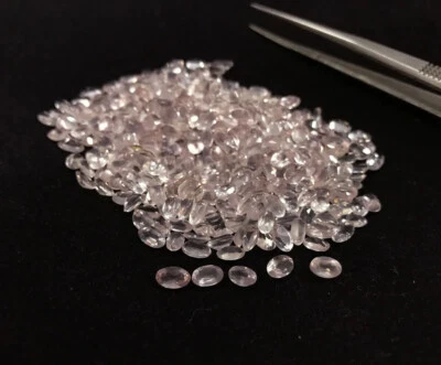 Piedra preciosa suelta tamaño calibrado corte facetado ovalado 5x4 mm cuarzo rosa natural 200 piezas Foto 1 de 4