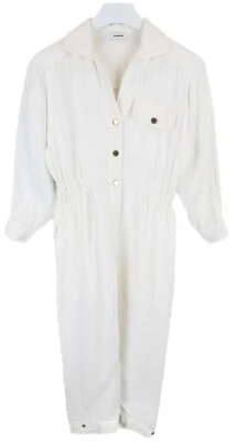 Sandro Overall Damen (Eu) 34 Leinen Mischung V-Ausschnitt 3/4 Ärmel Snap Ivory - Bild 1 von 4