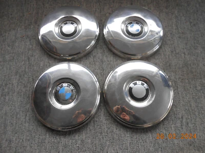 1972 1973 1974 BMW Baviera conjunto de calotas cromadas vintage - Imagem 1 de 4