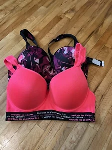 Bebe Sports Bra 2X Black & Gray Camo Print Push-up Padded Underwire Bundle Lot 2 - Picture 1 of 6