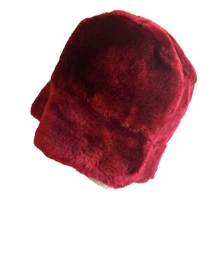Sombrero de piel sintética rojo vintage con forro satinado negro Foto 1 de 4