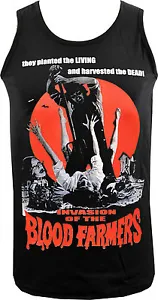 MENS BLACK TANK VEST INVASION OF THE BLOOD FARMERS HORROR B-MOVIE POSTER VINTAGE - Picture 1 of 3