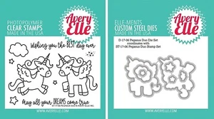 Avery Elle "PEGASUS DUO" Clear Stamps & Steel Dies - 2 Item Bundle - Picture 1 of 3