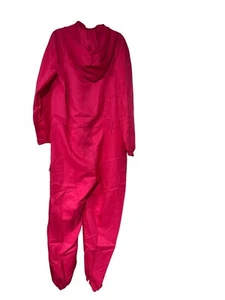 Hot Pink Full-Body Coverall With Black Zipper Elastic Cuffs & Pockets For Work O - Picture 1 of 7