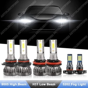 6x Combo 9005 H11 High Low Beam LED Headlights + 5202 Fog Lights Bulbs Kit White - Picture 1 of 18