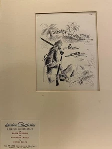 RAINBOW CLASSICS Original Illustration by Roger Duvoisin for Robinson Crusoe - Picture 1 of 1
