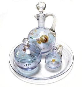 Baccarat 1878 Water Set Gold Enamel Luster Japonism Used - Picture 1 of 10