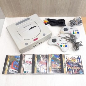 Sega Saturn console Japan White bundle with 5 Games & 2 controllers tested