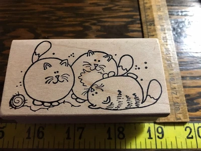 Sello de goma magenta juguetón Fat Cats Happy WM Foto 1 de 3