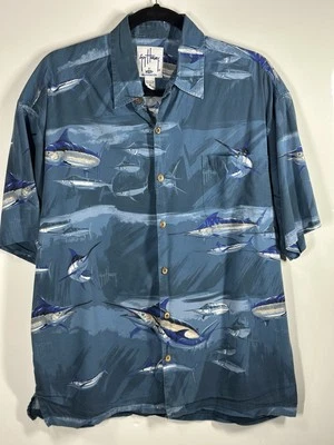 Рубашка мужская Guy Harvey AFTCO средний размер Bluewater рыба-меч марлин морская рыбалка - Изображение 1 из 4