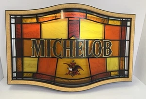 Vintage Michelob Plastic Stained Glass Beer Bar Sign 24 X 16 80s - Picture 1 of 12