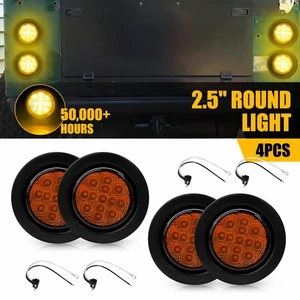 4X Inch 2.5 DOT Round LED Amber Trailer Side Marker Light for Semi Truck Trailer - Picture 1 of 13