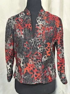 Vintage Ruby Road Size 4p Women's Layer Lace Jacket Zip Front Long Sleeve Floral - Picture 1 of 7