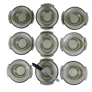 4" Smoked Glass Butter Pat / Sauce / Salt Dipping Bowls Trays - Vintage Set of 9 - Picture 1 of 5