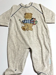 Vintage Little Me 9 Months Brown Bear Fuzzy Sleeper One Piece - Picture 1 of 9