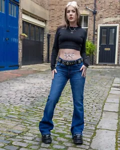 Herren Run & Fly 70er Jahre Retro Distress Vintage Stretch Denim Glockenboden Flares - Bild 1 von 8