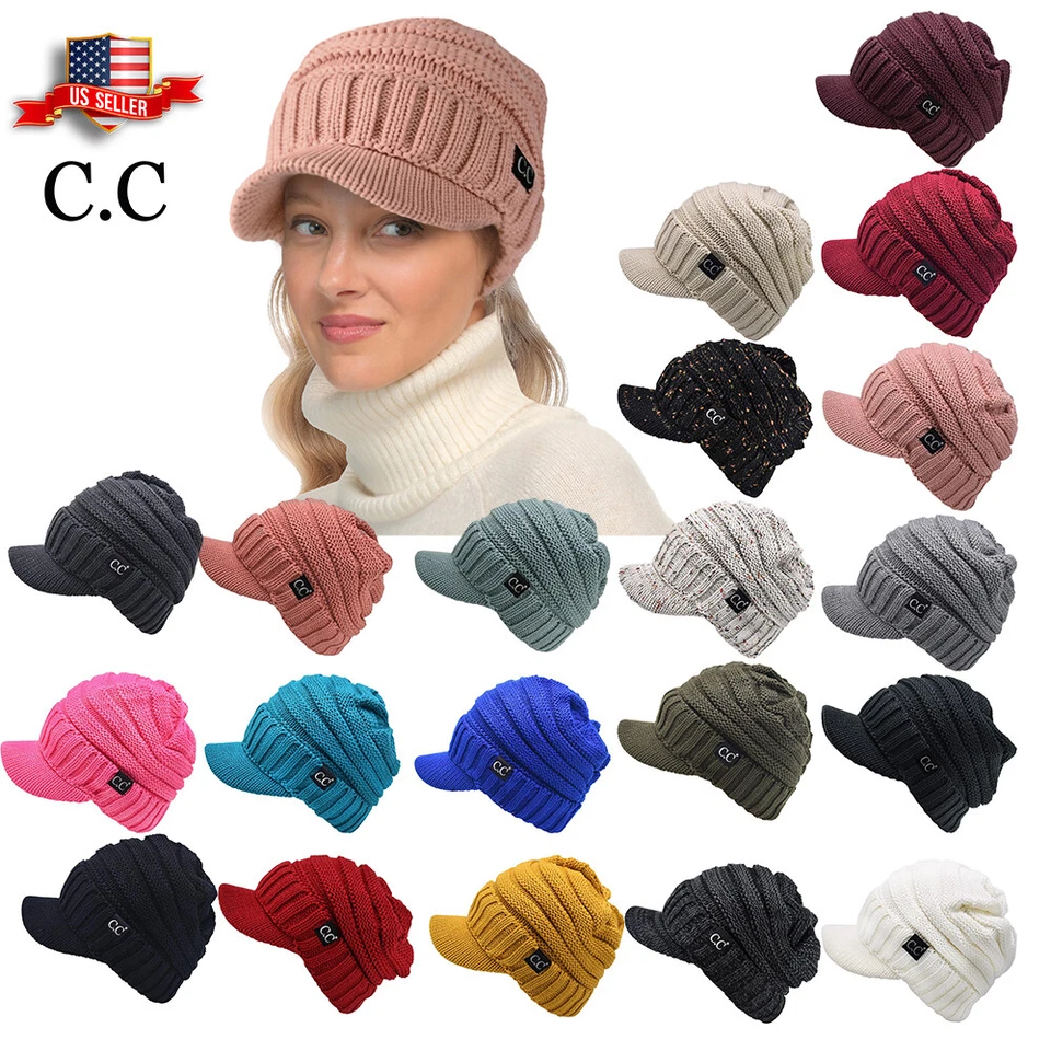 Genuine C.C Oversized Beanie Warm & Thick Cable Knitted Visor Brim CC Beanie Cap - Image 1 of 1