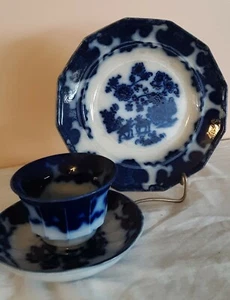 Flow Blue CASHMERE Trio-Plate, Cup & Saucer - Picture 1 of 9