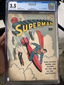 Superman #18 CGC 3.5 Golden Age Classic Fred Ray World War 2 Cover