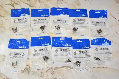 Lot 10 Leviton Feedthrough QUICKPORT Coax F-Connector Brown Housing 41084-FBF - Image 1 of 2