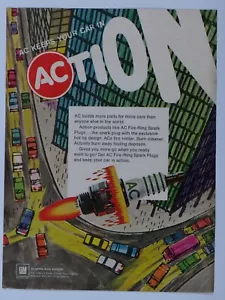 AC Zündkerzen Vintage 1968 ACTION Originaldruck Anzeige 8,5 x 11" - Bild 1 von 5