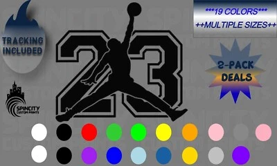 23 calcomanías de vinilo para ventana de coche Michael Jordan Jump Man baloncesto pegatinas gráficas NUEVO Foto 1 de 4