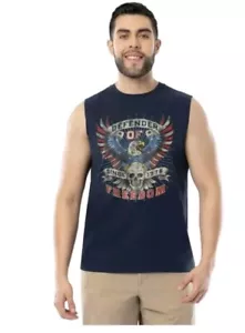 S Small Way to Celebrate Men's 4th July Defender of Freedom Graphic Muscle Tank - Picture 1 of 8