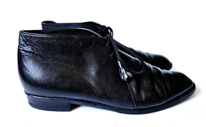 Bottega Veneta Oxford Ankle Booties Black Textured Leather Tassel 40 9.5 - Picture 1 of 7