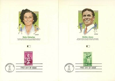 US FDC #1932-1933 Fleetwood Proofcard 1981 Pinehurst NC Zaharias Jones Golf (2) - Image 1 of 2