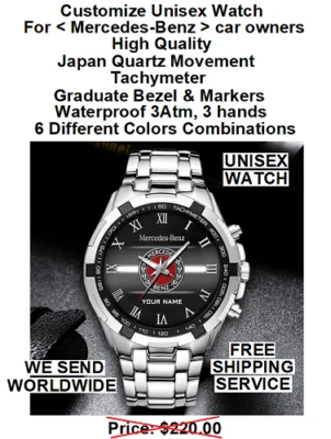 Relógio Personalizado, Proprietários de Carros Mercedes-Benz, Alta Qualidade, Movimento de Quartzo Japão - Imagem 1 de 2