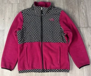 The North Face Jacket Girls XL/18 Denali Fleece Pink w Black & White Polka Dots - Picture 1 of 17