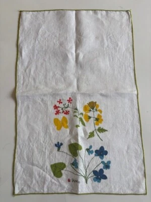 Vera Neumann Pañuelo Lino Flores Ladybug Mariposa De Colección 11"x16.5" Defecto Foto 1 de 4