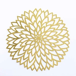 6  Metallic Gold 13" Laser Cut Hibiscus Flower Cardboard Placemats Party Events - Picture 1 of 9