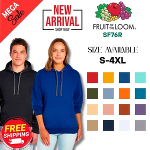 Fruit Of The Loom SF76R Unisex Long Sleeve SofSpun Hooded Relaxed Sweatshirt - Picture 1 of 17