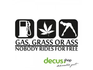 GAS GRASS OR ASS NOBODY RIDES FOR FREE L 1873 13x7 cm // Sticker JDM Aufkleber F - Picture 1 of 2