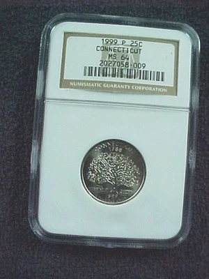 1999 P CONNECTICUT STATE QUARTER NGC  MS 64 - Image 1 of 3
