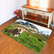 3D Prairie Mountain Cow I530 Animal Non Slip Rug Mat Round Elegant Carpet Honey
