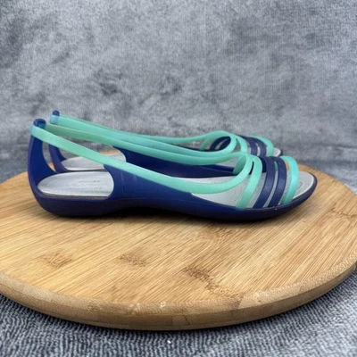 Sandalias Crocs Zapatos Mujer Talla 6 Azul Verde Huarache Cordones Comodidad Foto 1 de 4