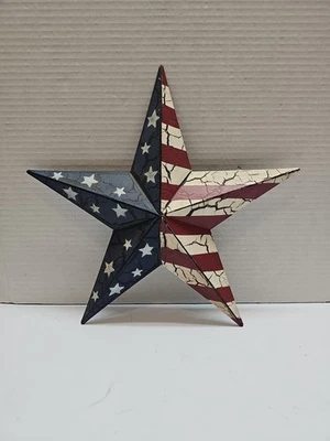 ¡¡ESTRELLA DE GRANERO METAL ROJO BLANCO Y AZUL AMERICANA DESGASTADA PRIMITIVA!! 12" Foto 1 de 2