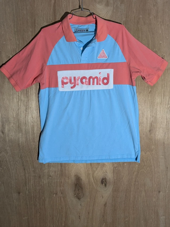 black pyramid polo shirt mens XL short sleeve collared button logo coloblock - Image 1 of 4