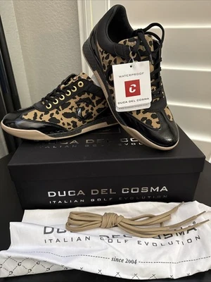 Novo na caixa Duca Del Cosma King Cheetah sapato de golfe preto sem cravos feminino tamanho 7.5 - Imagem 1 de 4
