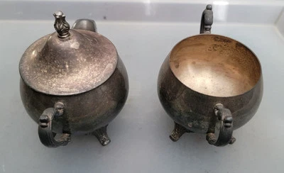 Vintage Oneida USA Silverplated Creamer & Sugar Bowl Set Foto 1 de 4