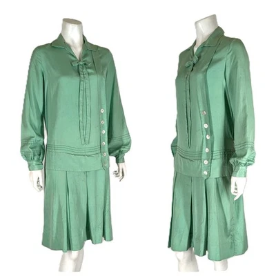 1920s Rayon Day Dress Fastone Label Project Clean Restore Pattern Fabric Study - Image 1 of 4