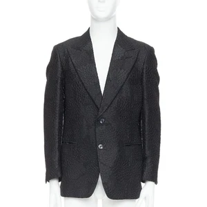 TOM FORD Cooper black floral 3D brocade peak lapel tuxedo blazer IT52 XL - Picture 1 of 9