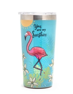 18 Oz Coffee Mug Tumbler Flamingo Sunshine - Picture 1 of 4
